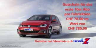 Fahrschul-Gutschein 10 Fahrlektionen CHF 780.00 (10er Abo)